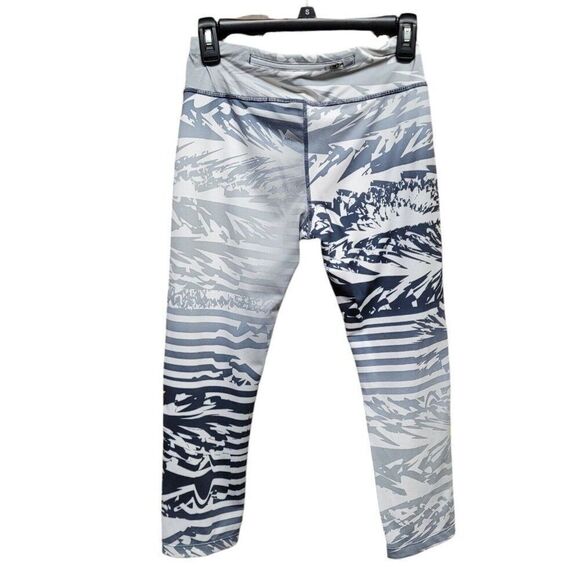 Power Essential Print Running Tight Capri Pure Platinum Palm 872810-043 Womens M - Picture 2 of 13